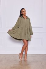 SC Casual Long Sleeve Big Swing Shirt Dress YUF-10013