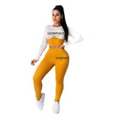 SC Casual Contrast Color Crop Tops And Pant Print Two Piece Set HM-6635