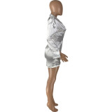 SC Long Sleeve Deep V Neck Solid Mini Dress NYMF-5053