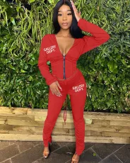 SC Deep V Neck Hooded Coat And Pleated Pant Two Piece Set HM-6636