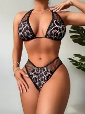 SC Sexy Leopard Print Mesh Patchwork 2pcs Bikini Set CASF-6514