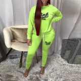 SC Casual PINK Letter Print Long Sleeve And Pants 2 Piece Set TE-2066
