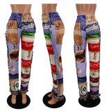 SC Fashion Loose Colorful Pattern Tassel Pants YMT-6331