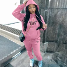 SC Padded Thickened Letter Printed Hooded Pants Sports Suit XMF-218