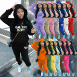 SC Padded Thickened Letter Printed Hooded Pants Sports Suit XMF-218