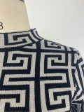 SC Fashion Print Long Sleeve Knits Bodycon Dress GWDS-230111