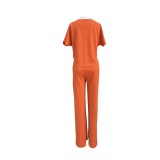 SC Casual Short Sleeve Straight Pants Summer 2 Piece Set GYLY-9887