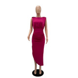 SC Sleeveless High Waist Irregular Split Long Dress GYLY-9910