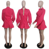SC Plus Size Fashion Solid Color Shirt Dress QXTF-88108