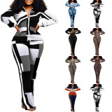 SC Plus Size Printed Fashion Coat And Pants 2 Piece Set GSRX-3006