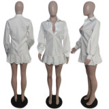 SC Plus Size Fashion Solid Color Shirt Dress QXTF-88108