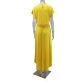 SC Solid Short Sleeve T Shirt And Maxi Skirt 2 Piece Set GYLY-9959