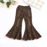 SC Children's Fashion Riped Hole Leopard Print Flared Pants YKTZ-206