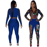 SC Sequine Splice Long Sleeve Pants Two Piece Set TE-4533