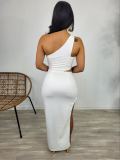 SC Fashion One-shoulder Split Maxi Dress WY-6914