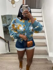 SC Floral Single-breasted Short Coat ZSD-0562