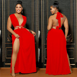 SC Fashion Solid Color Backless Maxi Dress BY-6206