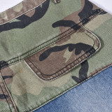 SC Camouflage Patchwork Straight-leg Jeans GBTF-9137