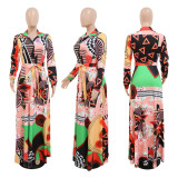 SC Fashion Print Long Sleeve Shirt Dress CYA-900221