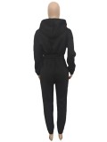 SC Casual Hooded Solid Color Zipper Jumpsuit BN-9401