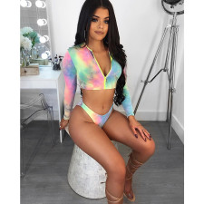 SC Tie Dye Print Long Sleeve 2pcs SwimwearTE-4542