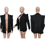 SC Solid Color Ruched Sleeve fashion Blazer BGN-0005