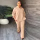 SC Solid 3/4 Sleeve Hooded Sweatshirt Pant Two Piece Set MIL-L404