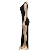 SC Sequin Tassel Sexy Split Maxi Dress BY-6148