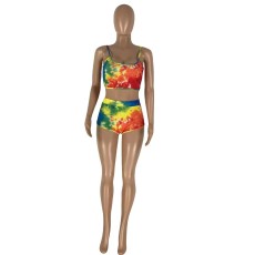 Swimsuit Print Tank Top Shorts Two Piece Set NYMF-5082