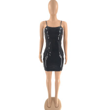 SC Sexy Sling PU Leather Mini Dress GWPF-0046