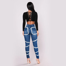 SC Fashion Denim Fleece Stripe Splicing Jeans XMEF-1196