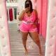 SC Plus Size Casual Sports Letter Print Shorts Two Piece Set WAF-181239