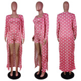 SC Casual Polka Dot Wrap Chest Rompers+Coat 2 Piece Set WY-6668