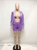 SC Velvet Solid Color Short Sexy Three Piece Set HEJ-S976