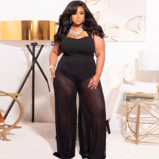 SC Plus Size See Through Loose Wide Leg Jumpsuit NNWF-3019