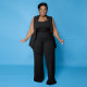 SC Plus Size Solid Sleeveless WIde Leg Pant 3 Piece Set NNWF-3099