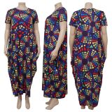 SC Plus Size Printed Loose Maxi Dress NNWF-3045