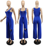 SC Solid Color Tank Tops And Wide Leg Pant Two Piece Set MTY-6735