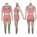 SC Solid Color Tank Tops And Shorts Two Piece Set TE-4574