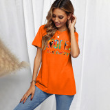 SC Plus Size Letter Printed Short Sleeve Loose T Shirt SXF-23201