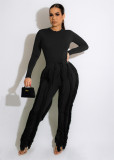 SC Casual Solid Bodysuit And Tassel Pant Suit OUQF-A079