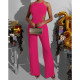 SC Solid Color Backless Tie Up Wide Leg Jumpsuit YD-1010