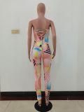 SC Fashion Sexy Print Tube Top Jumpsuits JRF-249