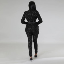 SC Sexy Sequin Deep V Slim Long Sleeve Jumpsuits CYA-900266