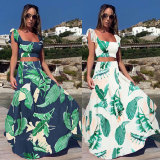 SC Plus Size Casual Print Top Long Skirt Two Piece Set NY-9070