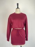 SC Long Sleeve Solid Tops And Skirt Two Piece Set GWDS-221069