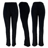 SC Solid Color Plush Casual Micro Flare Pants CH-23011