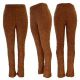 SC Solid Color Plush Casual Micro Flare Pants CH-23011