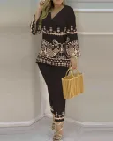 SC Plus Size Printed Fashion 2 Piece Pants Set GSRX-9003