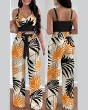 SC Plus Size Fashion Print Sling Top And Pants Two Piece Set GSRX-9006